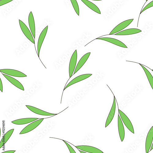 Seamless background with green branch of a plant