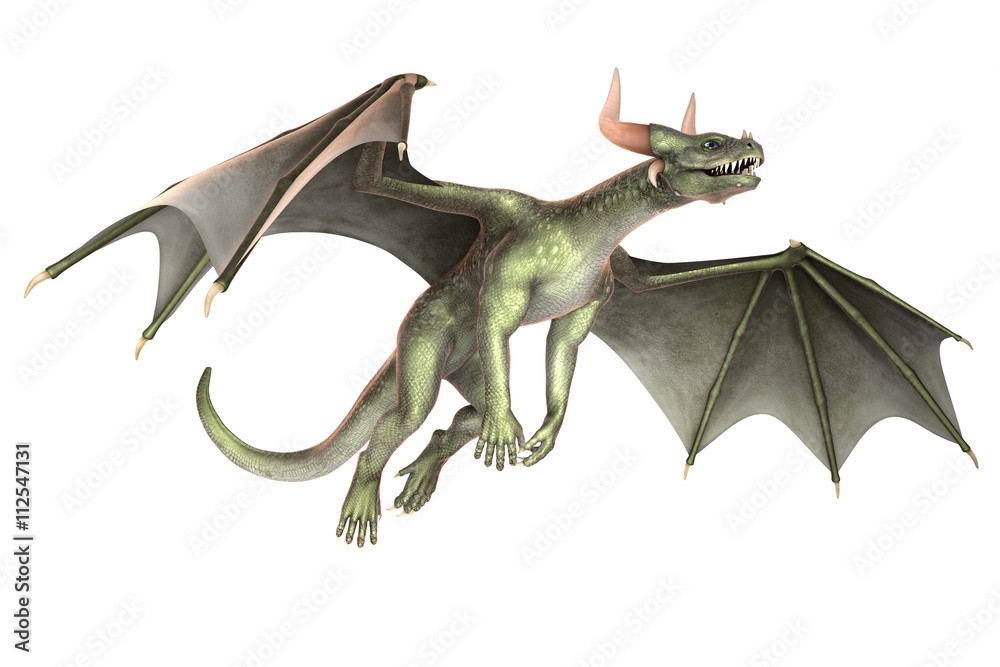 Fototapeta premium Elegant dragon isolated on white background 3d illustration