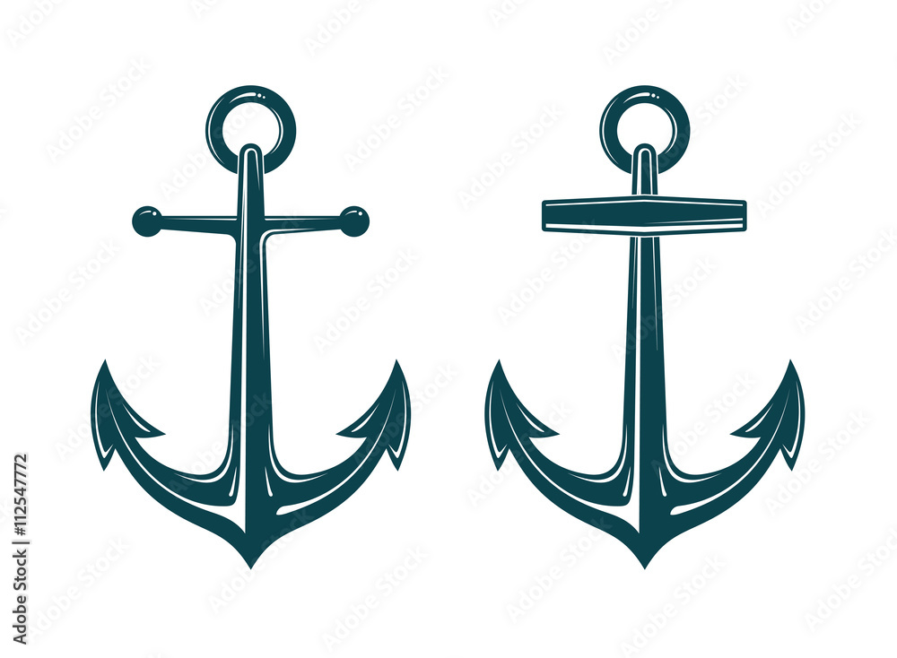 Vector image of anchor - obrazy, fototapety, plakaty 