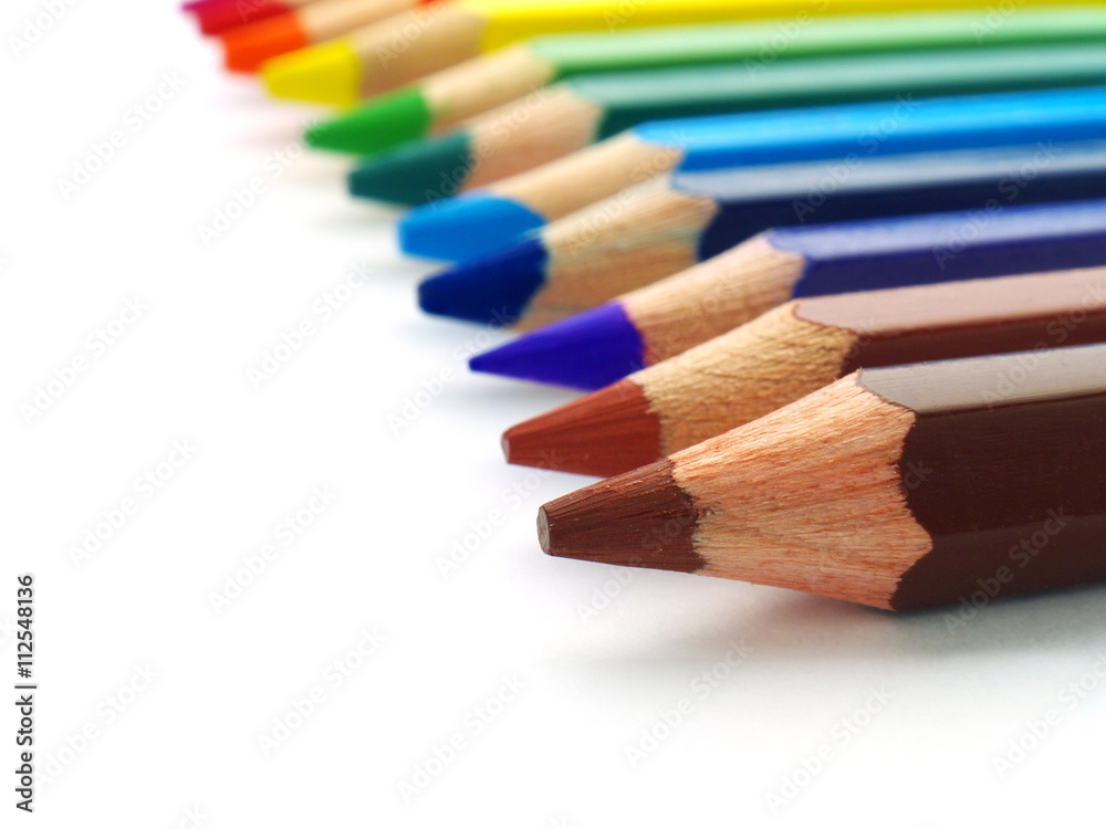 colored pencils in a row, macro, shallow depth of field colored pencils in a row, macro, shallow depth of field