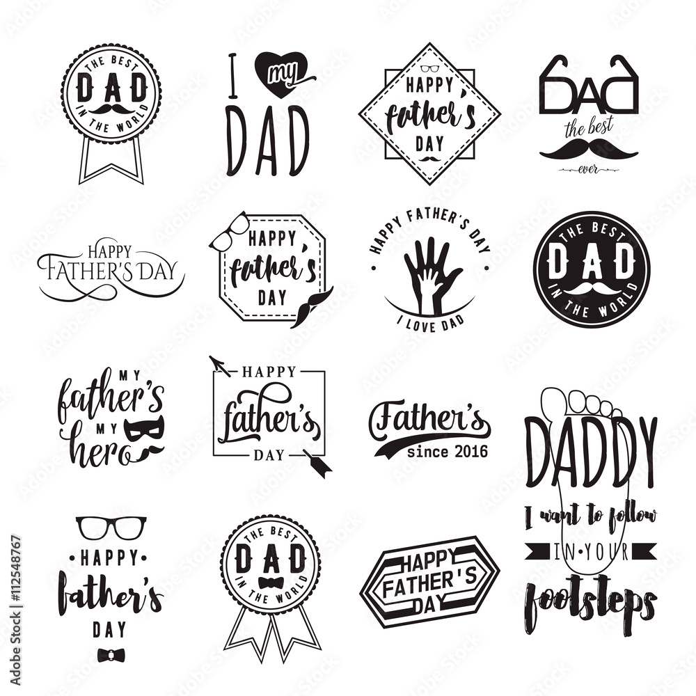 happy-fathers-day-wishes-overlays-lettering-labels-design-set-retro