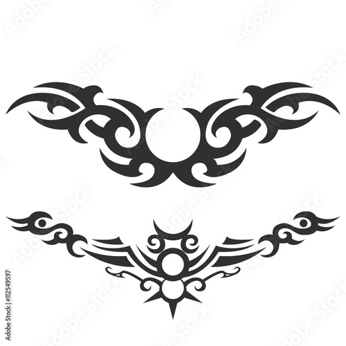 tribal tattoo. vector illustration without transparency. Black tattoo. Set of tribal tattoo. Line tribal tattoo. Men's tattoo. Women's tattoo.