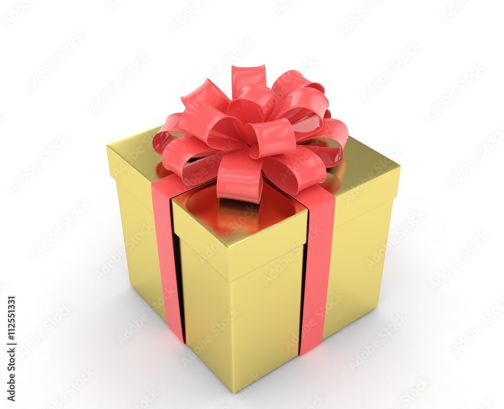 Obraz premium gift box with bows isolated on white. 3d rendering.