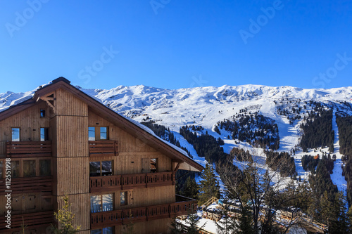 Chalet on the slopes of the valley Meribel. Ski Resort Meribel.  © Nikolai Korzhov