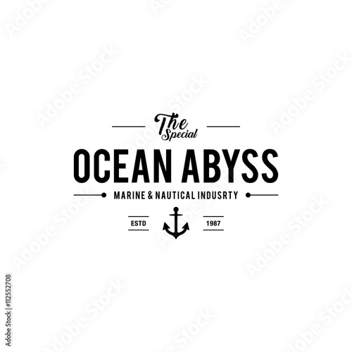 Vintage nautical logo, Retro design element