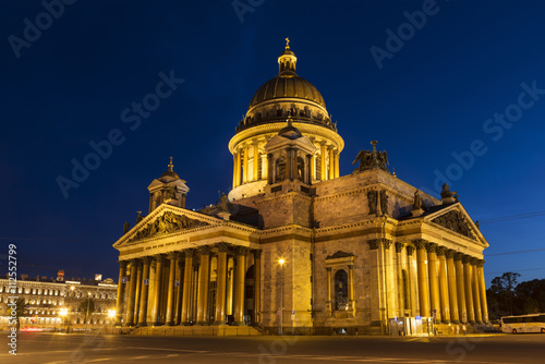 St. Isaac's Cathedral in Saint-Petersburg at night, Russia.