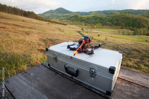 racing drone prepared for flight 