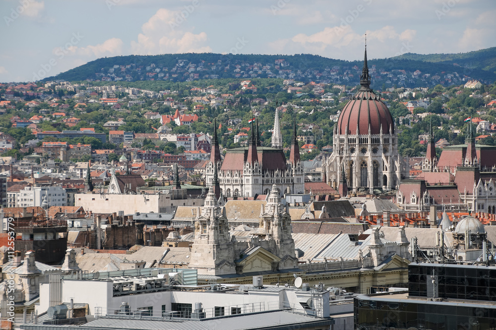 Beautiful view of summer Budapest. Hungary. Panorama.