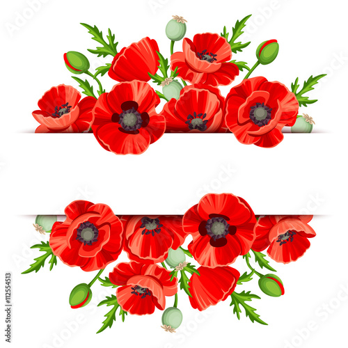 Vector background banner with red poppies.