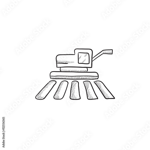 Combine harvester sketch icon.