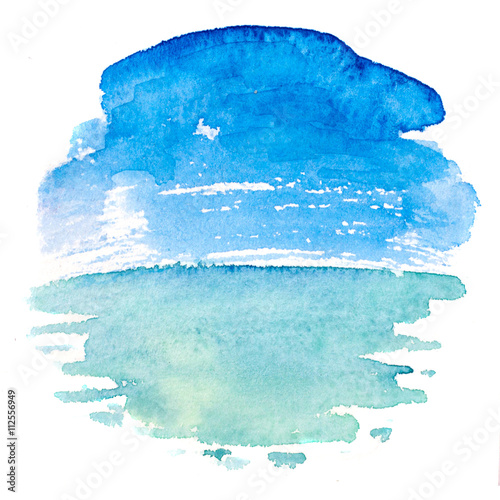 watercolor illustration of a sea landscape.