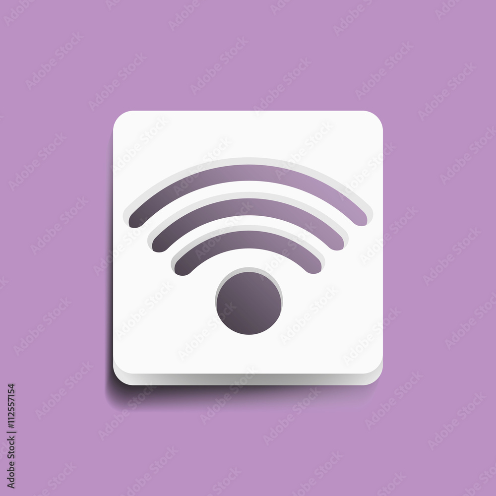 Wi-fi icon - vector white app button with shadow Wi-fi icon - vector white app button with shadow