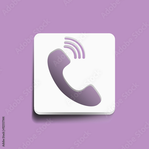 phone icon - vector illustration with long shadow isolated on gray