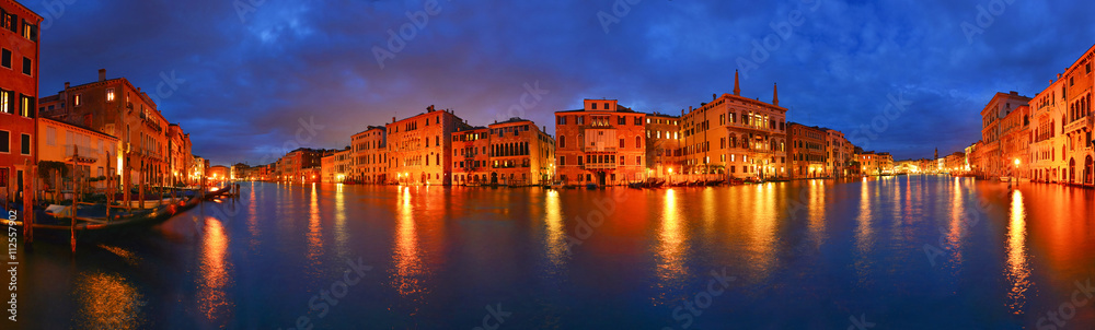 Night Grand Canal panorama, Venice, Italy