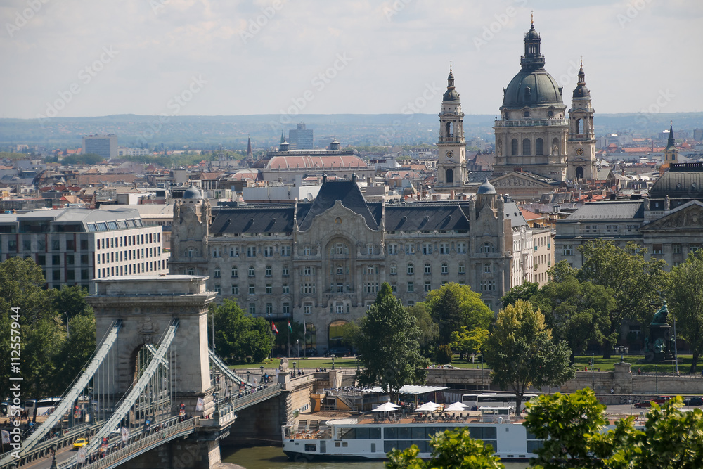 Great Chain Bridge in beautiful Budapest, Hungary.