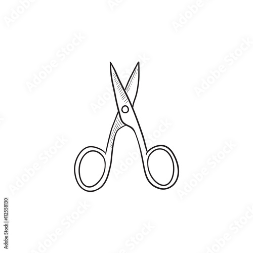 Nail scissors sketch icon.