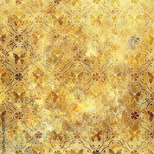 Beautiful pattern grunge old style with butterfly background