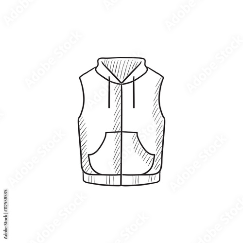 Vest down jacket sketch icon.