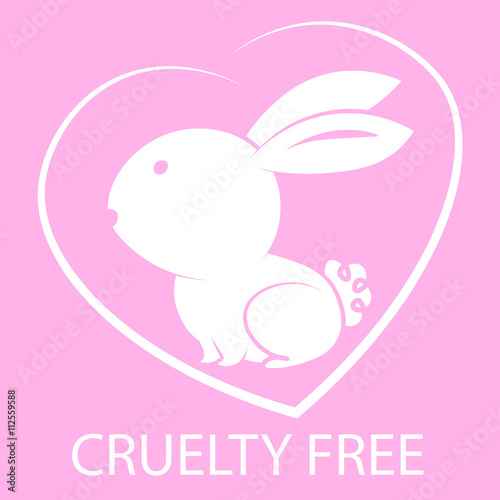 Animal cruelty free icon design. Animal cruelty free symbol design. Product not tested on animals sign with pink bunny rabbit. Vector illustration.