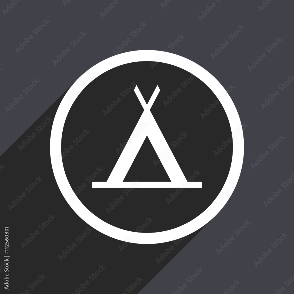 Flat design gray web camping vector icon Flat design gray web camping vector icon