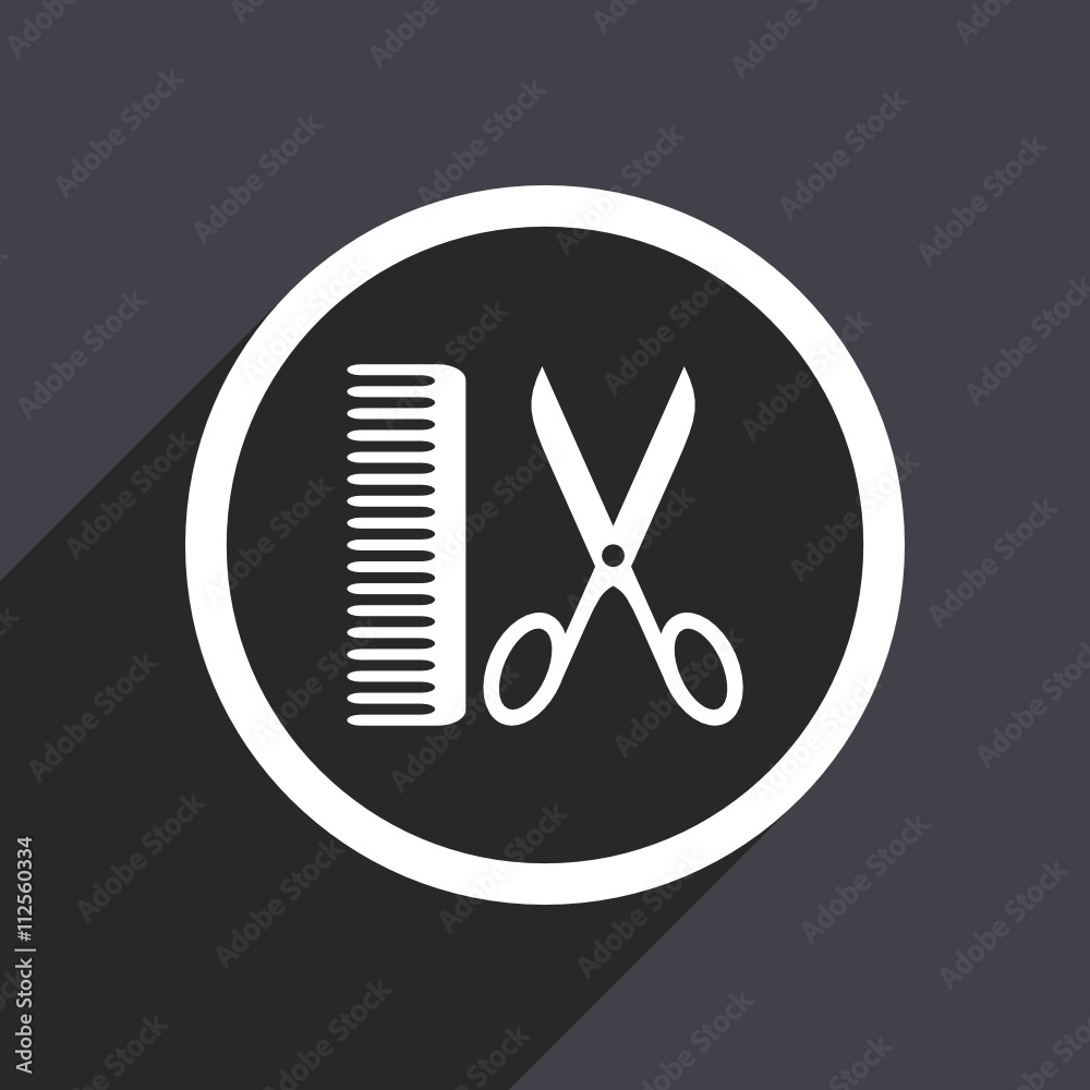Gray flat design barber vector icon Gray flat design barber vector icon