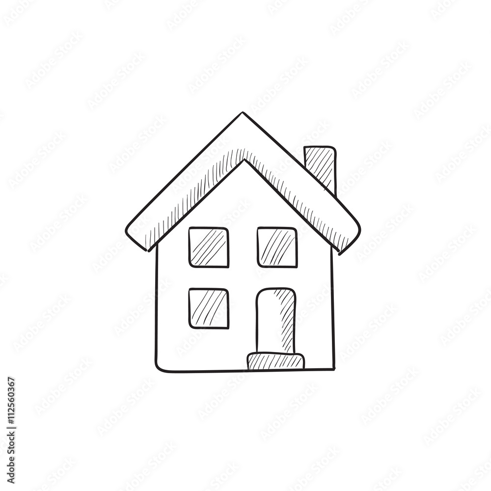 Two storey detached house sketch icon. Two storey detached house sketch icon.