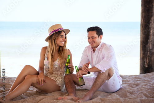 Relaxing at the beach and flirting