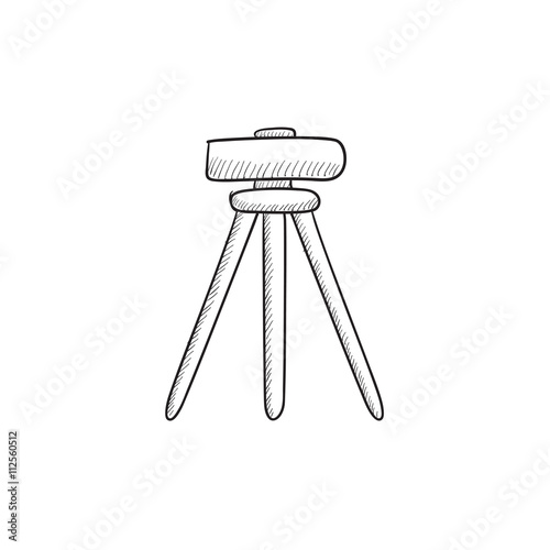 Theodolite on tripod sketch icon.