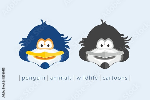 Cartoon penguin face. The smile of a kind and funny cartoon penguin give a good mood for adults and children.