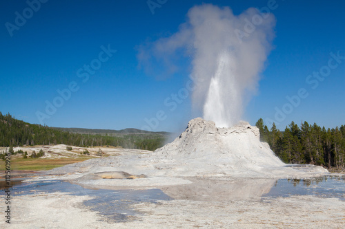 Irregular eruption in Castle Geyser in Yellowstone