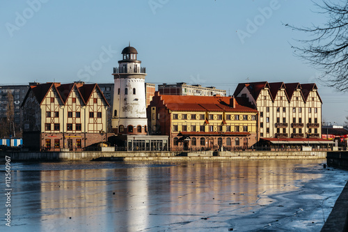 Fishing Village - ethnographic and trading-craft center in Kaliningrad. Quarter, built houses in the German style photo
