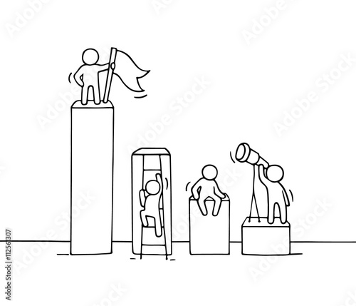 Sketch of diagramm with working little people.