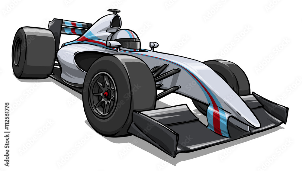 child's funny cartoon formula race car illustration art Stock ...