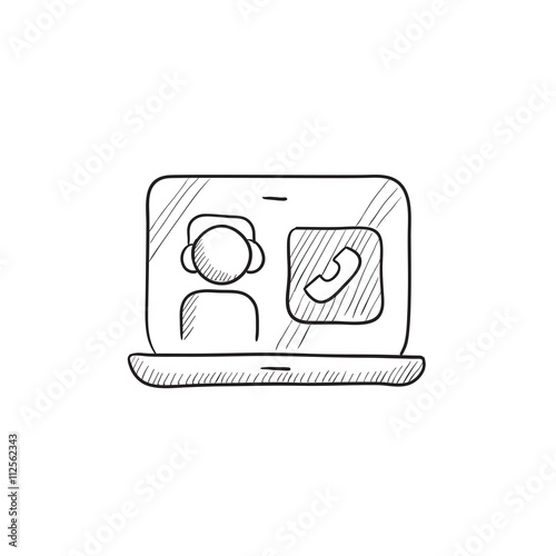 Online education sketch icon.