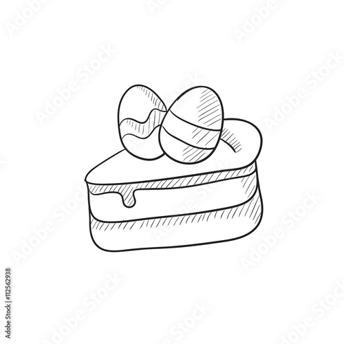 Easter cake with eggs sketch icon