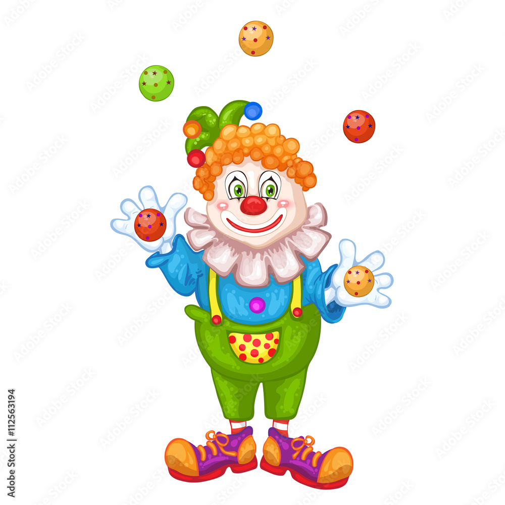 Juggling cartoon clown