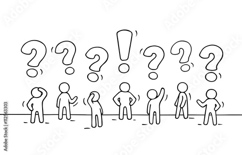 people with question sings and exclamation point