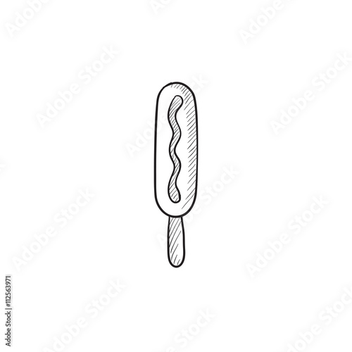 Corn dog sketch icon.