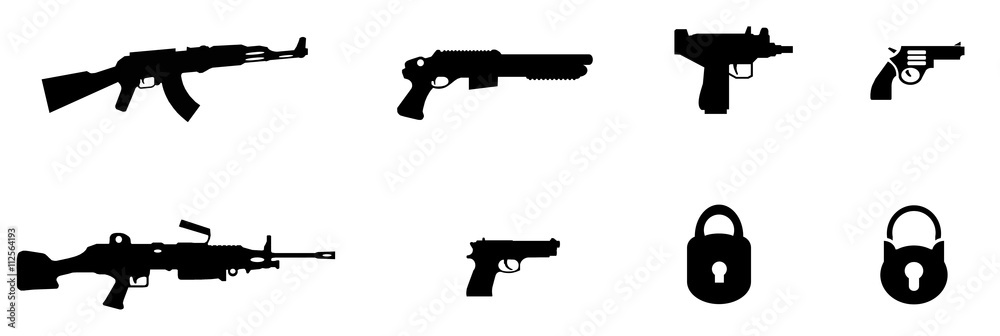 Armes et sécurité en 8 icônes