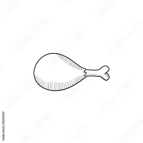 Chicken leg sketch icon.