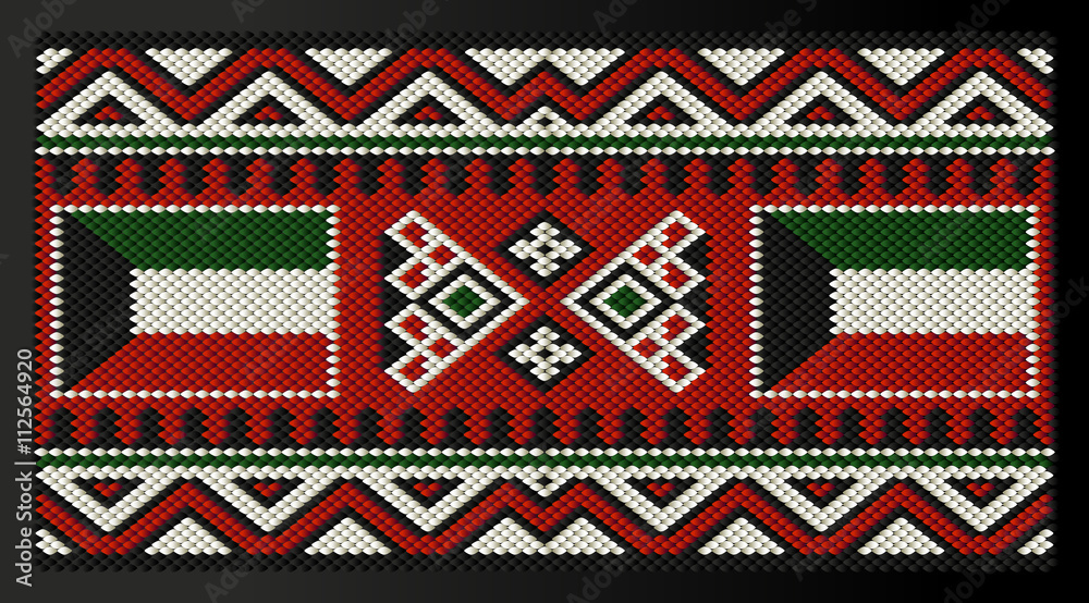 Fototapeta premium Kuwait Flag Traditional Decorative Rug