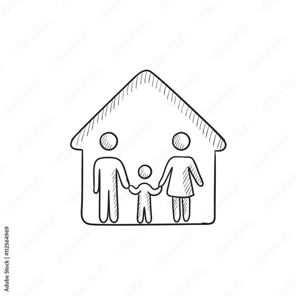Family house sketch icon. Family house sketch icon.