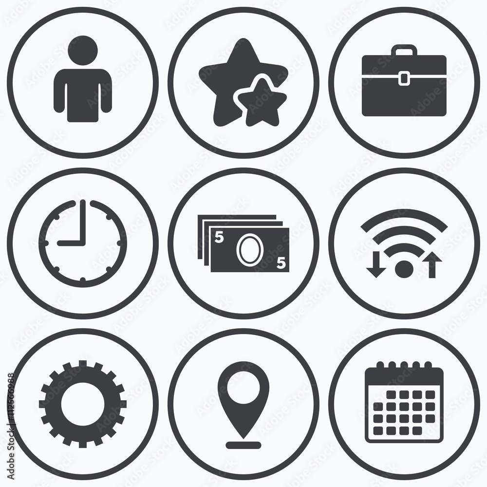 Businessman signs. Human and cash money icons. Businessman signs. Human and cash money icons.