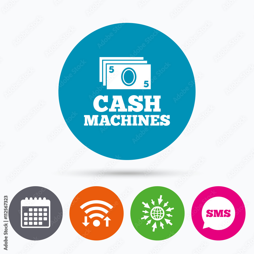 Cash machines sign icon. Paper money symbol. Cash machines sign icon. Paper money symbol.