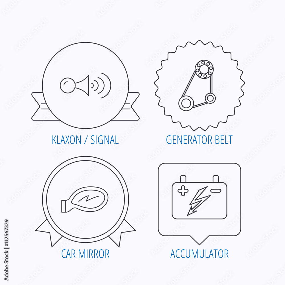 Accumulator, klaxon signal and generator belt. Accumulator, klaxon signal and generator belt.