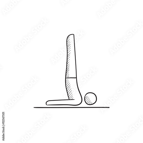 Man practicing yoga sketch icon.