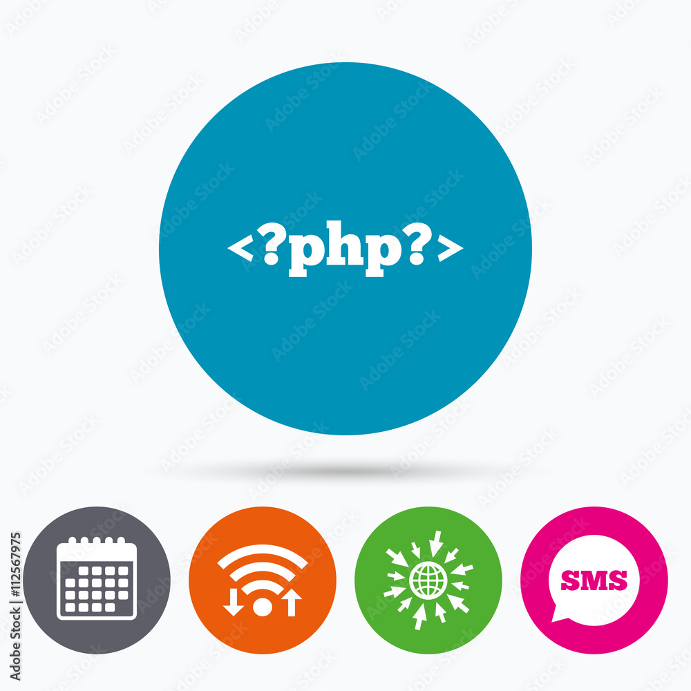 PHP sign icon. Programming language symbol. PHP sign icon. Programming language symbol.