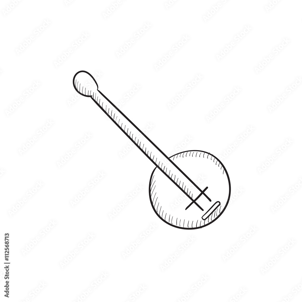 Banjo sketch icon. Banjo sketch icon.