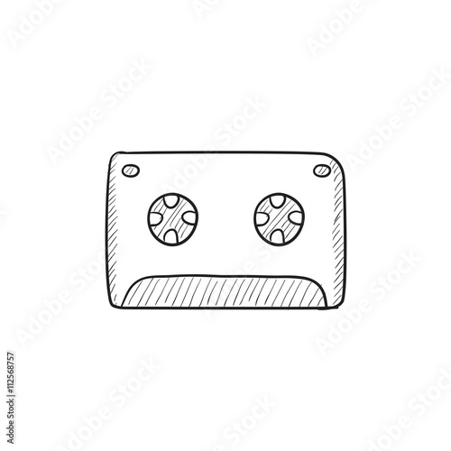 Cassette tape sketch icon.