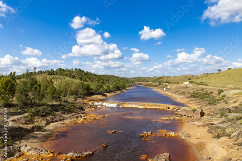 Landscape of  Tinto River, Andalusia Spain. result of the mining, Rio Tinto is notable for being very acidic and its deep reddish hue is due to iron and copper dissolved in the water.